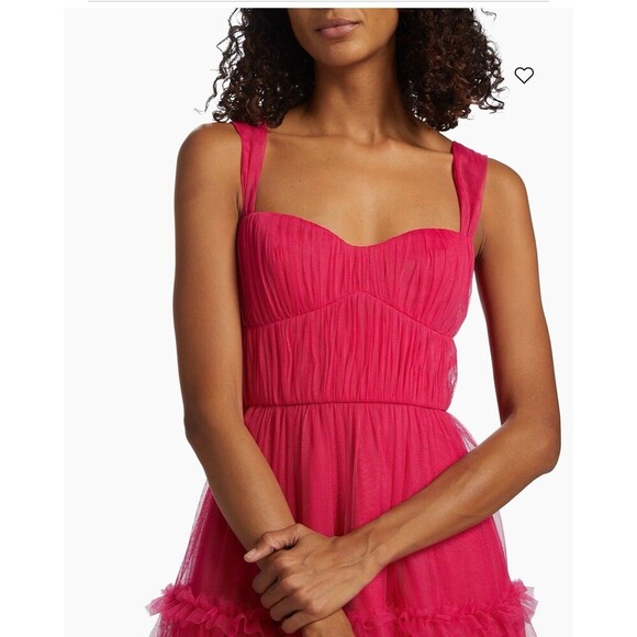 ML MONIQUE LHUILLIER  Azalea Tulle Mini Dress Size 12 Pink NEW Party Ruffle GNO - Picture 4 of 16